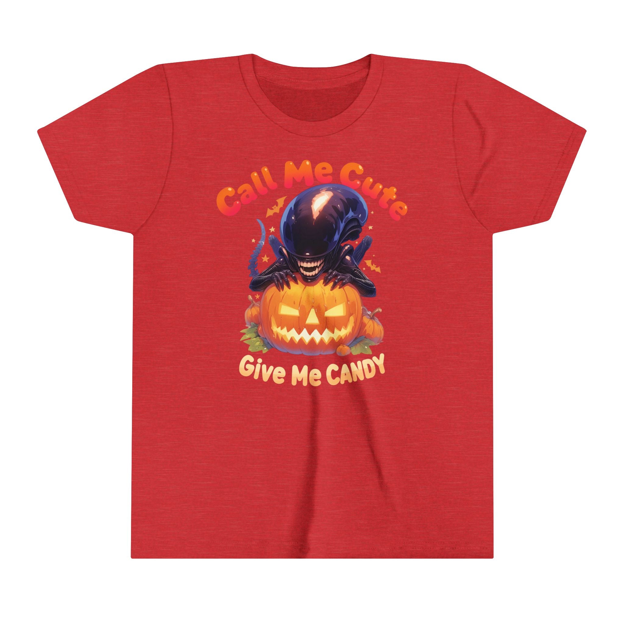 Call Me Cute Give Me Candy Girls Halloween Short Sleeve Tee