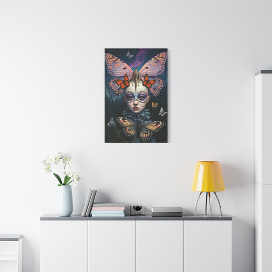 Butterfly Mask Canvas Print — Surreal Portrait Wall Art