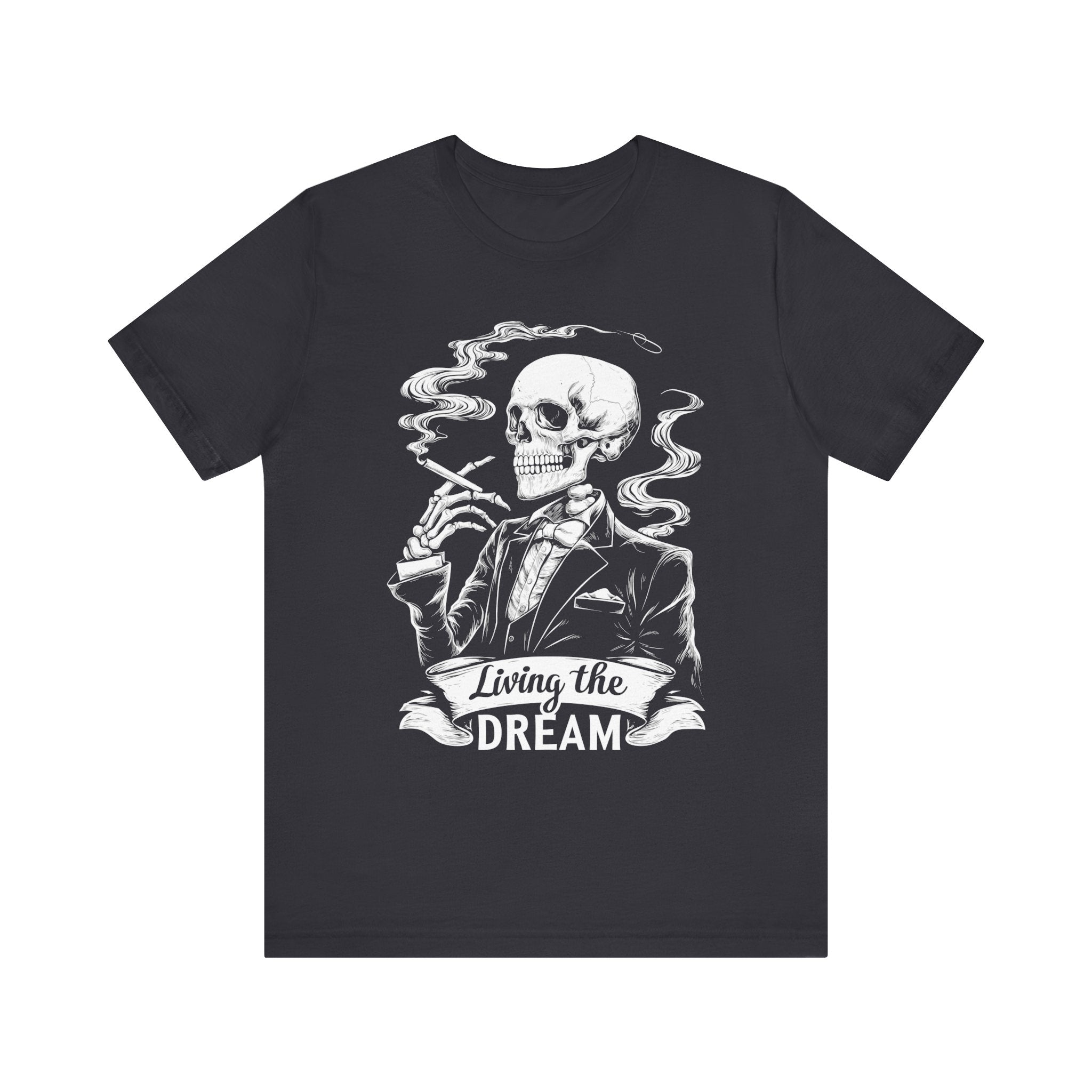 Living The Dream Dapper Skeleton Mens Halloween Booteek Jersey Short Sleeve Tee