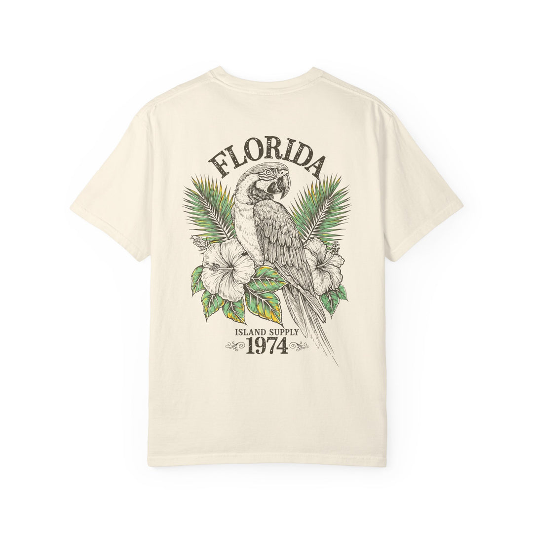 Florida Parrot T-Shirt Tropical Island Supply 1974 Mens AQUAVIDA Short Sleeve Tee