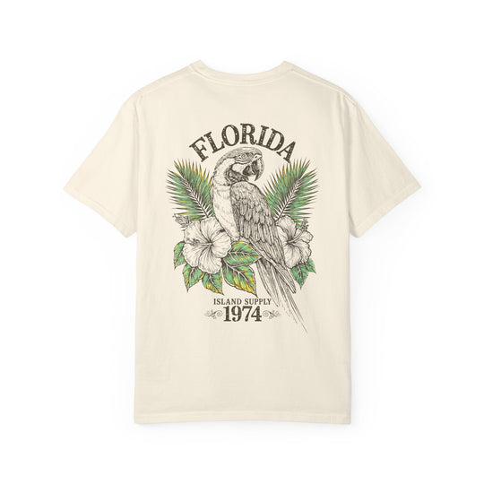 Florida Parrot T-Shirt Tropical Island Supply 1974 Mens AQUAVIDA Short Sleeve Tee