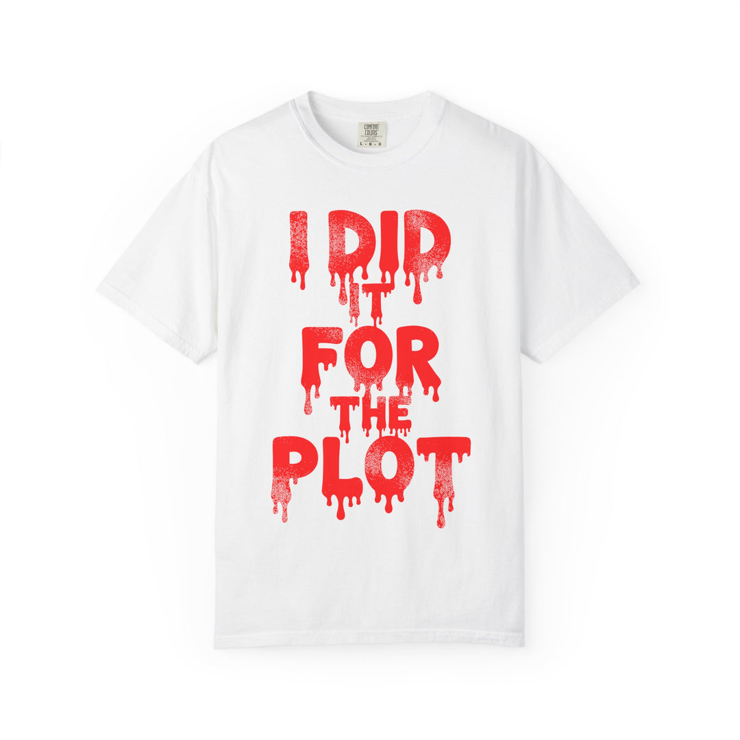 I Did It For The Plot Mens WUNDERLAND Backyard Dept Halloween Booteek Short Sleeve Tee