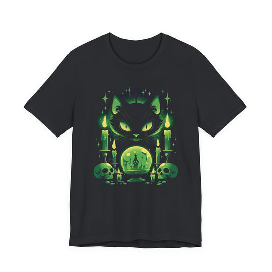 Black Cat Crystal Ball Halloween Classic Fit Tee