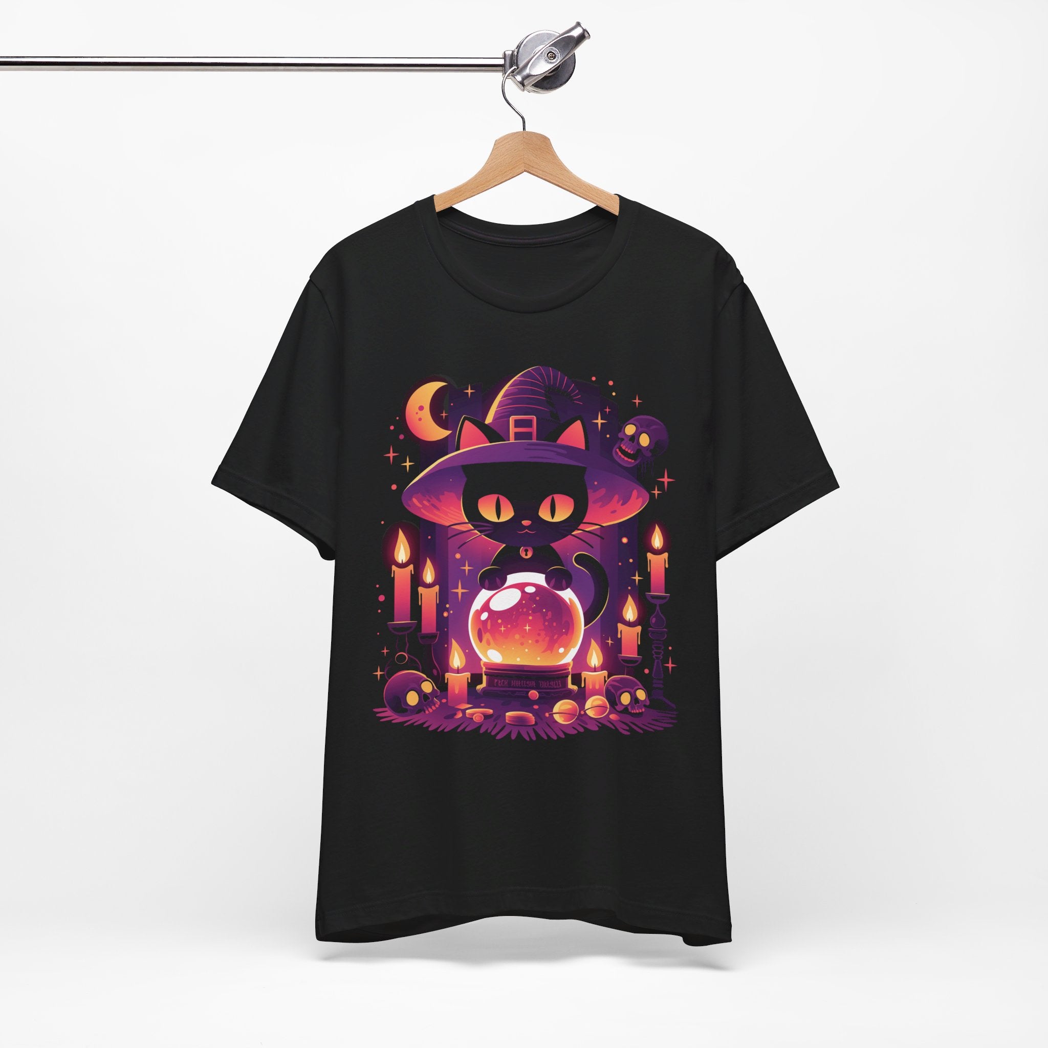 Witch Kitty Fortune Teller Womens Halloween Booteek Jersey Short Sleeve Tee