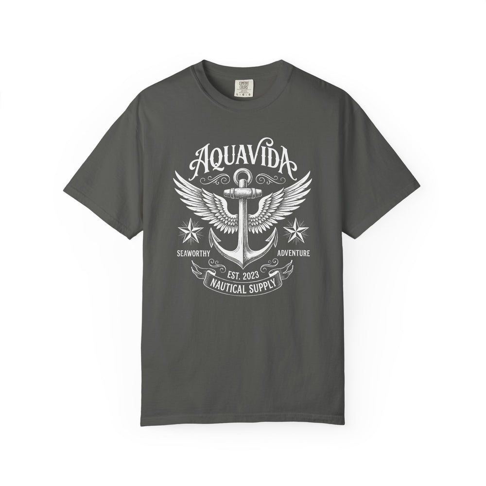 Nautical Winged Anchor Mens AQUA VIDA Short Sleeve Tee