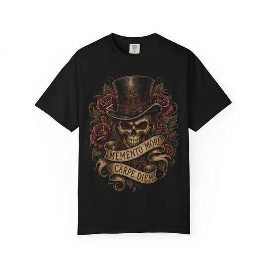 Skull Top Hat "Memento Mori / Carpe Diem" Mens WUNDERLAND Halloween Booteek Short Sleeve Tee