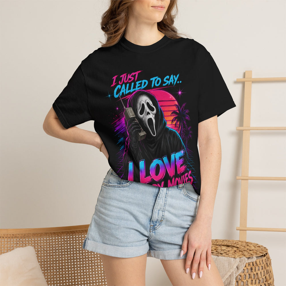I Just Called to Say I Love Scary Movies Womens WUNDERLAND Halloween Booteek Short Sleeve Tee