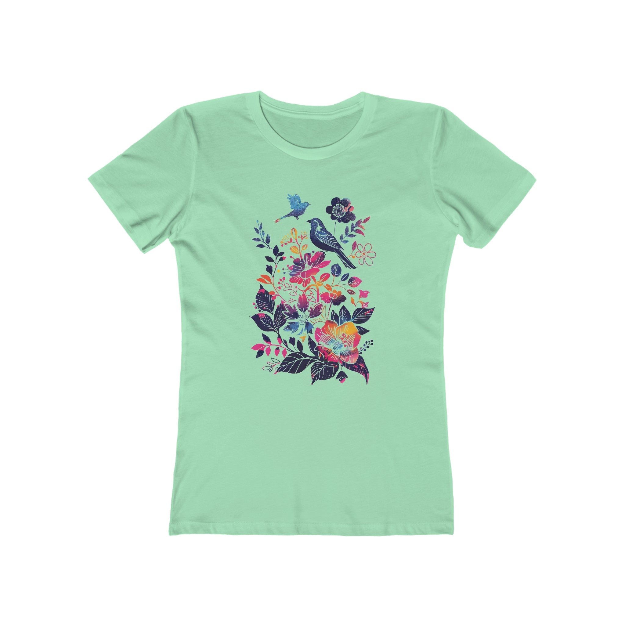 Birds Song Folk Floral Womens L'Atomique Graphic Tee