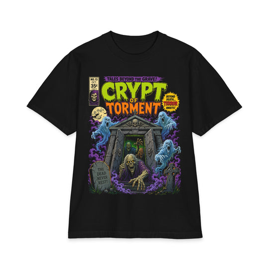 Crypt Of Torment Horror Comic Heavyweight Boxy Fit Halloween Tee