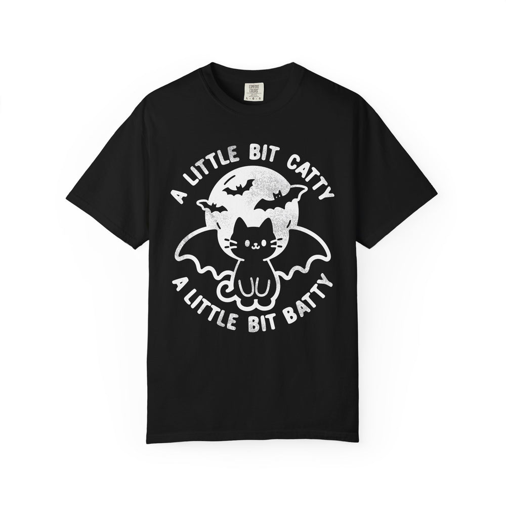 A Little Bit Batty A Little Bit Catty Womens WUNDERLAND Backyard Dept Halloween Booteek Short Sleeve Tee