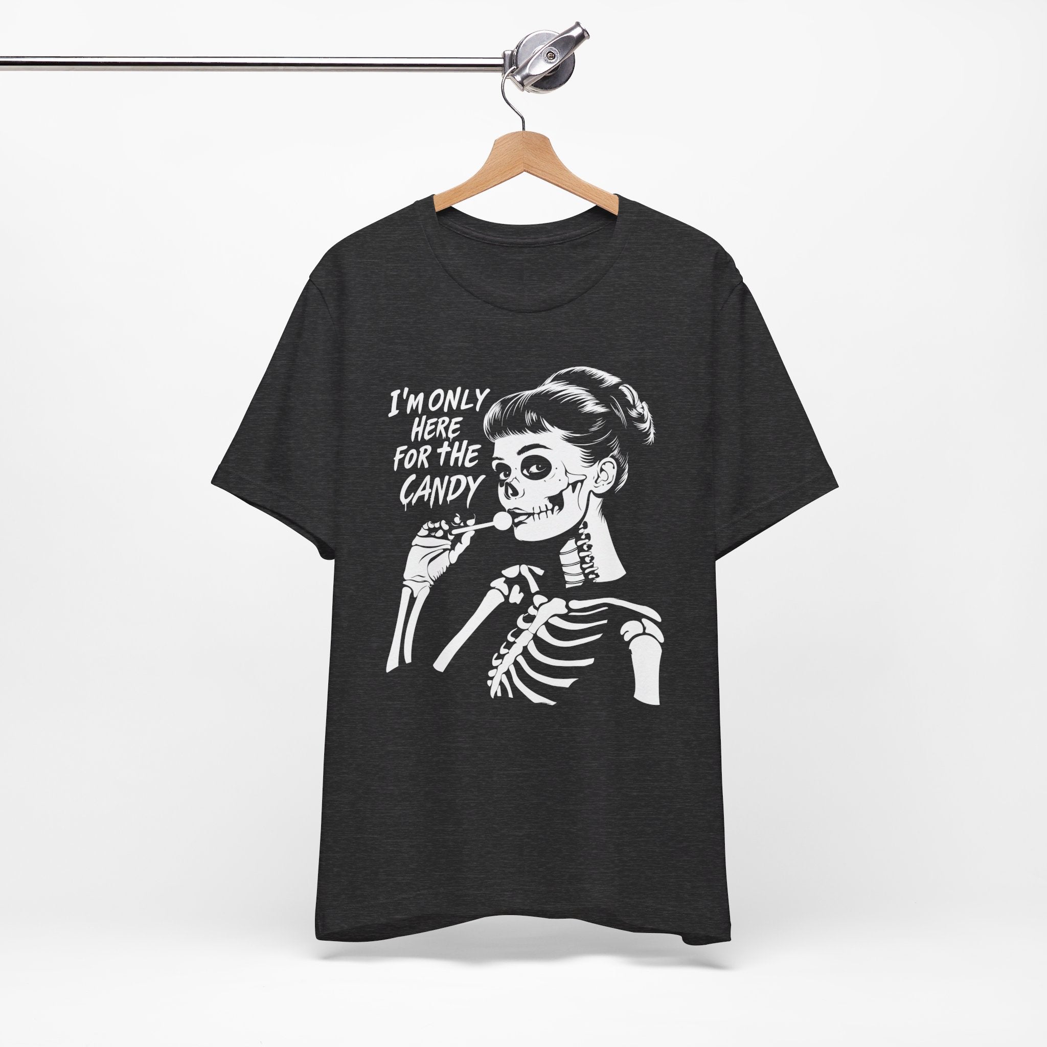 I’m Only Here For The Candy Womens Halloween Booteek Jersey Short Sleeve Tee