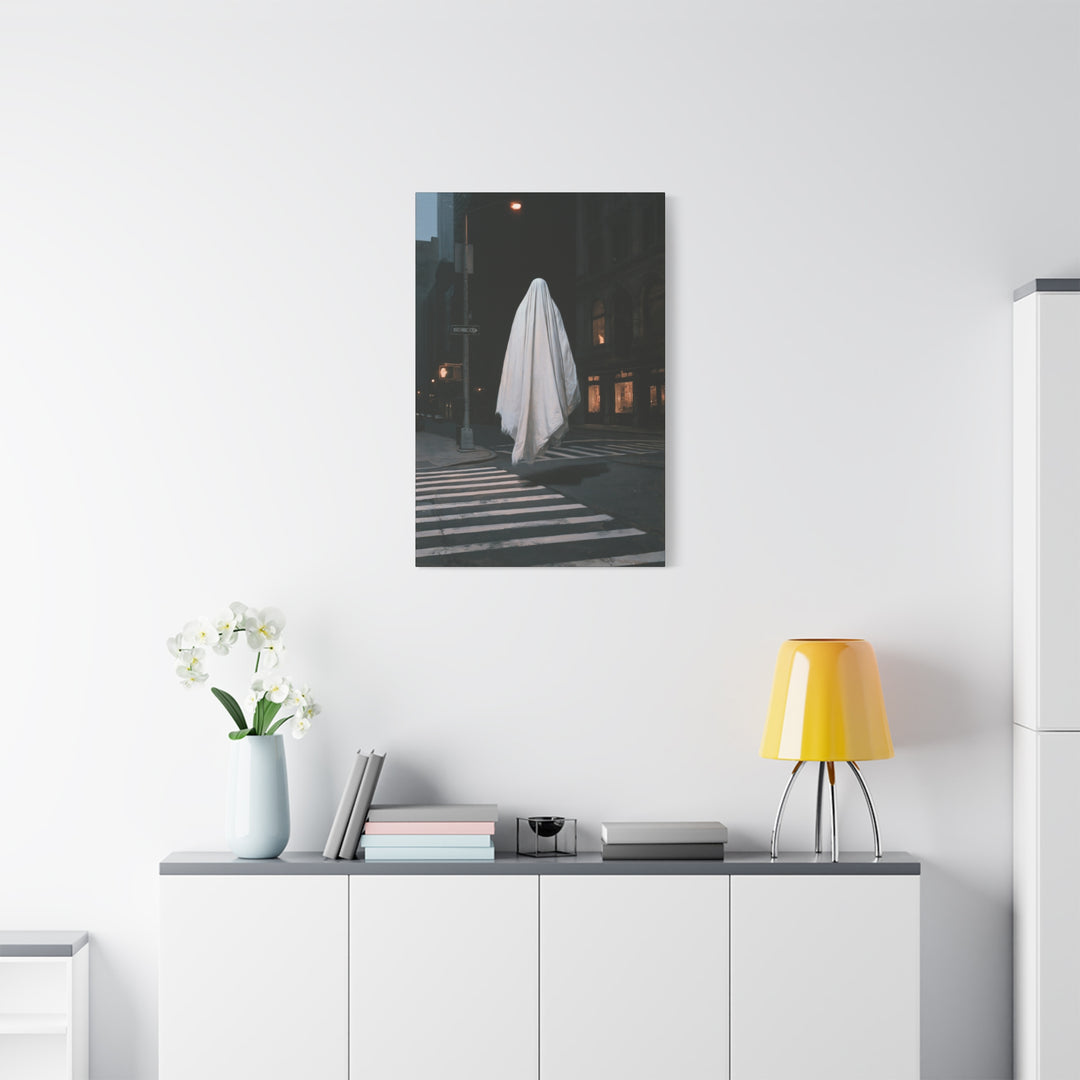 One Way Street Night Crossing Ghost Canvas Wall Art