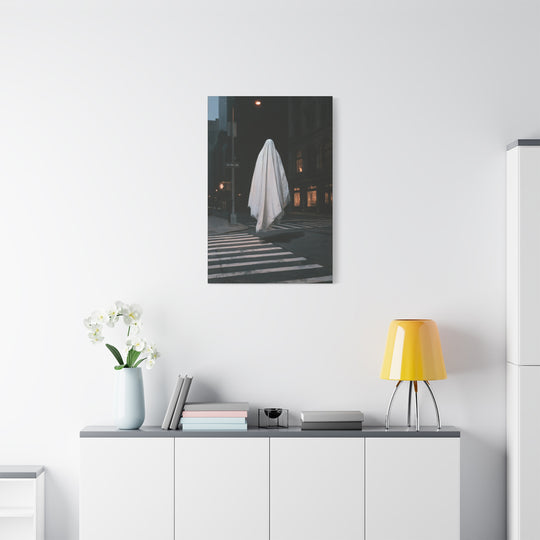One Way Street Night Crossing Ghost Canvas Wall Art