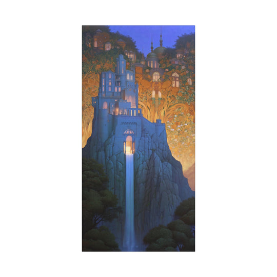 Enchanted Castle Waterfall Art Nouveau Wall Art