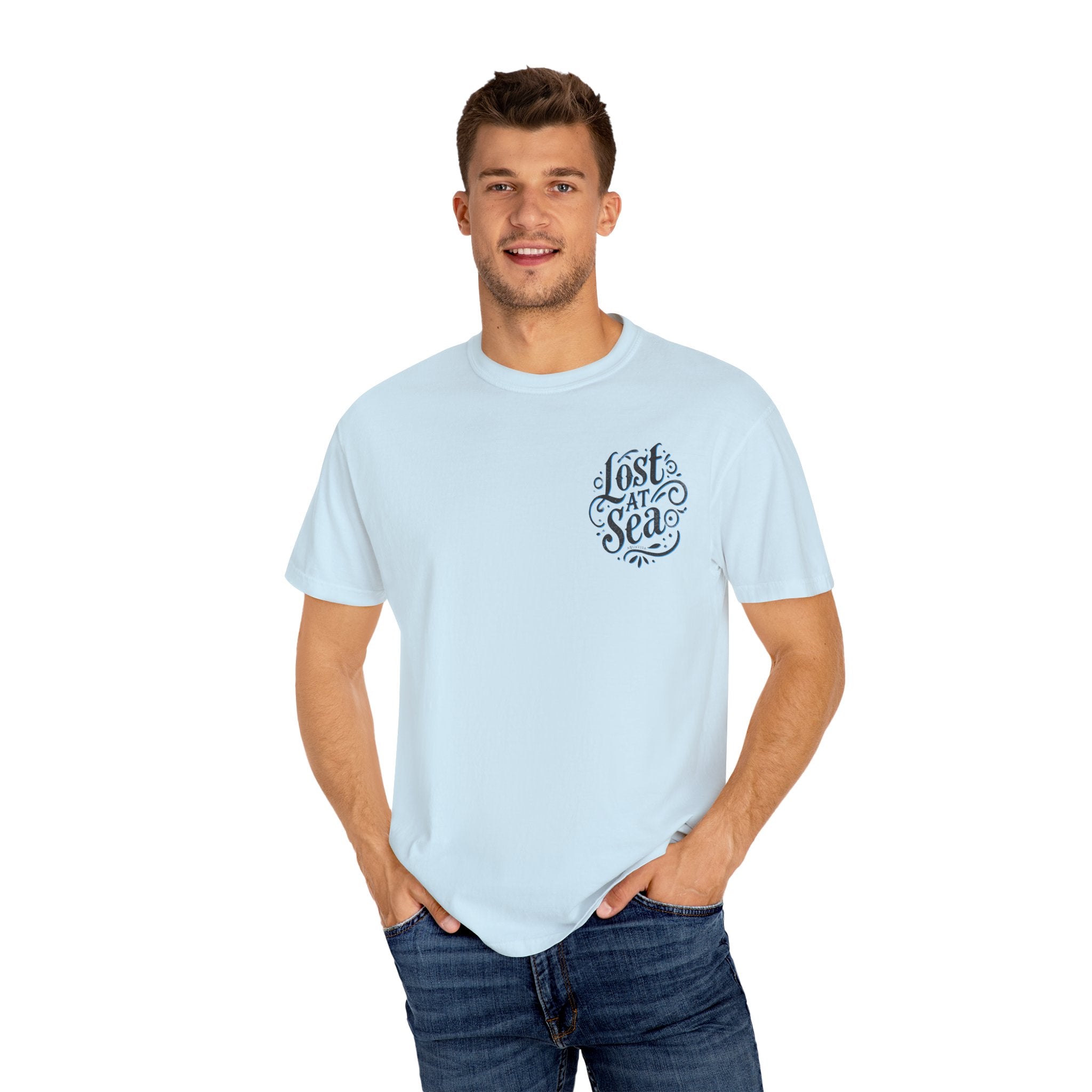 LOST AT SEA NAUTICAL COMPASS SKULLS Mens AQUA VIDA Short Sleeve Tee