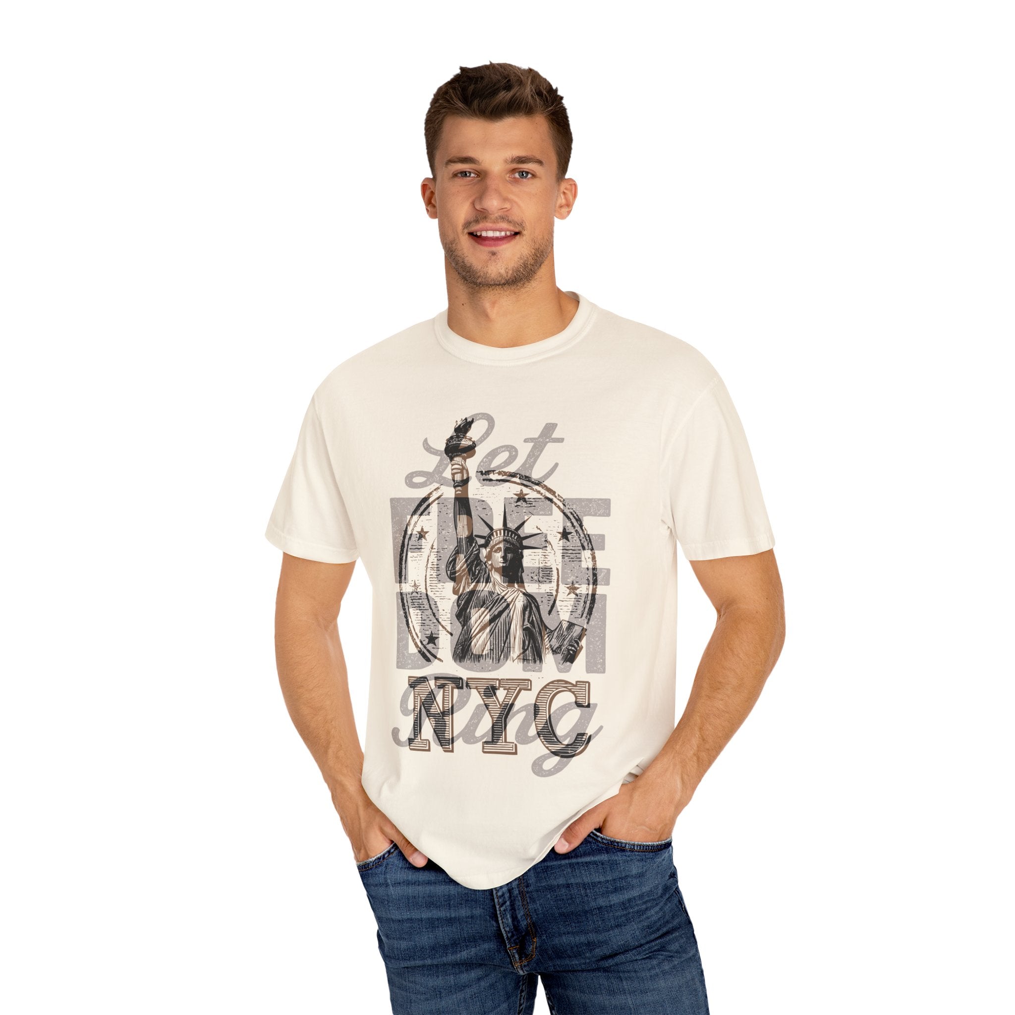 LET FREEDOM RING NYC LIBERTY Mens WUNDERLAND Short Sleeve Tee