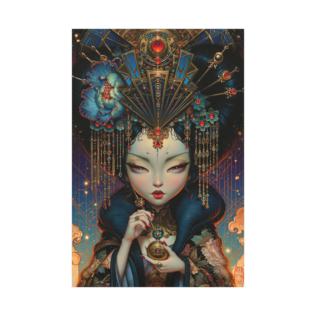 Ornate Geisha Canvas Print — Surreal Portrait Wall Art