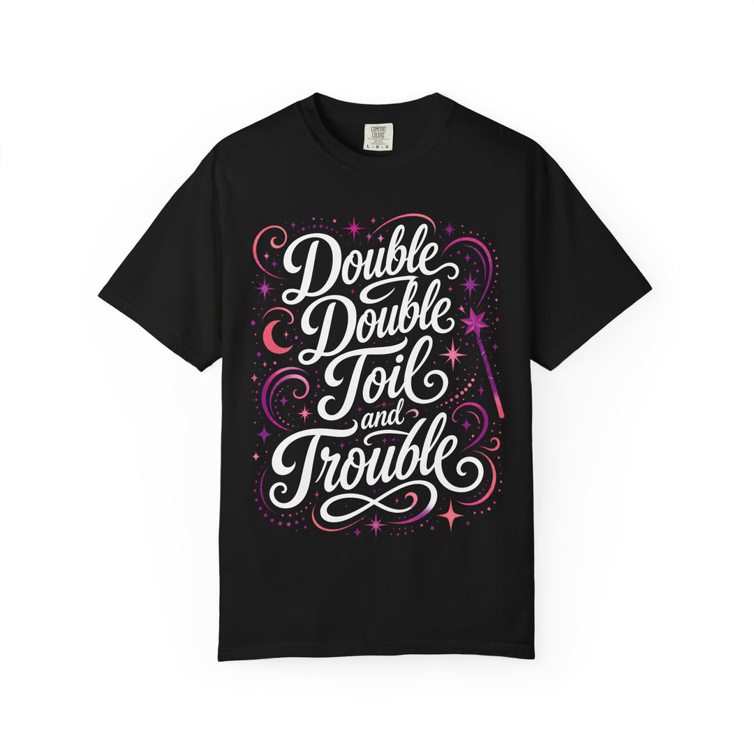 Double Double Toil And Trouble Magical Script Womens WUNDERLAND Halloween Booteek Short Sleeve Tee