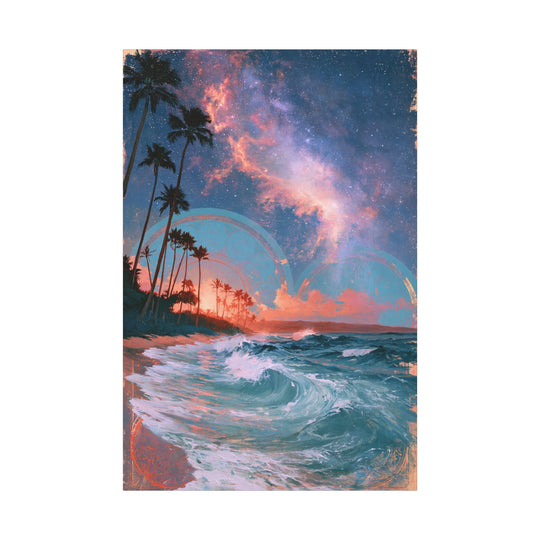 Tropical Wave — Surreal Sunset Beach Canvas Wall Art