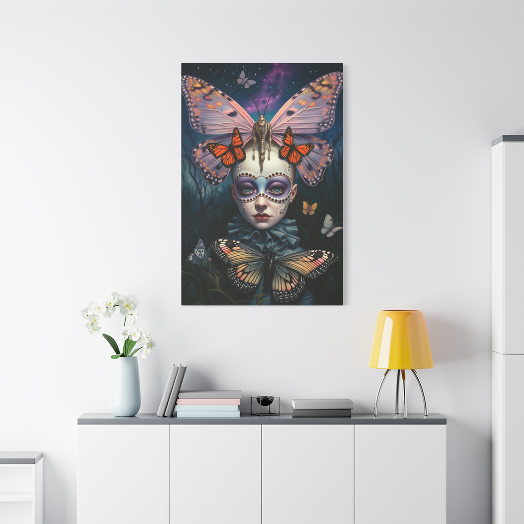 Butterfly Mask Canvas Print — Surreal Portrait Wall Art