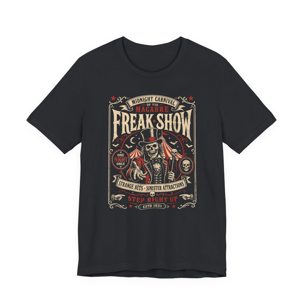 Midnight Carnival Macabre Freak Show Men's Halloween Classic Fit Tee