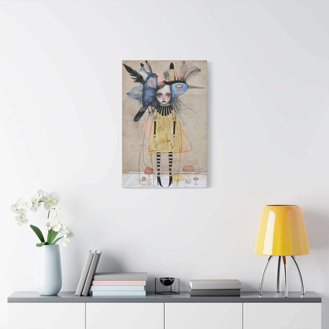 Surreal Serenity Bird Girl Matte Canvas Wall Art