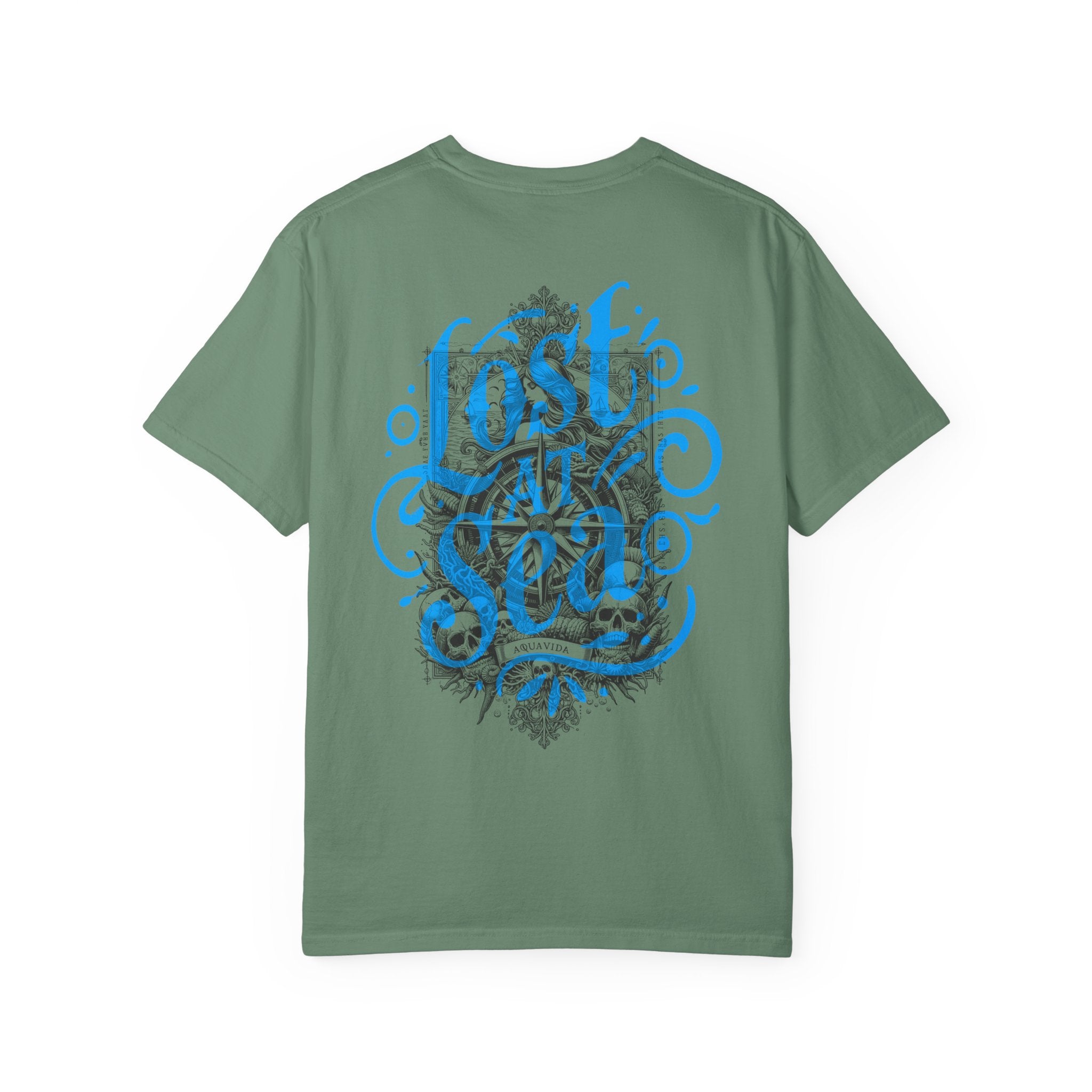 LOST AT SEA NAUTICAL COMPASS SKULLS Mens AQUA VIDA Short Sleeve Tee