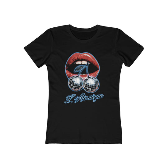 Disco Cherry Lips Womens L'Atomique Boyfriend Graphic Tee