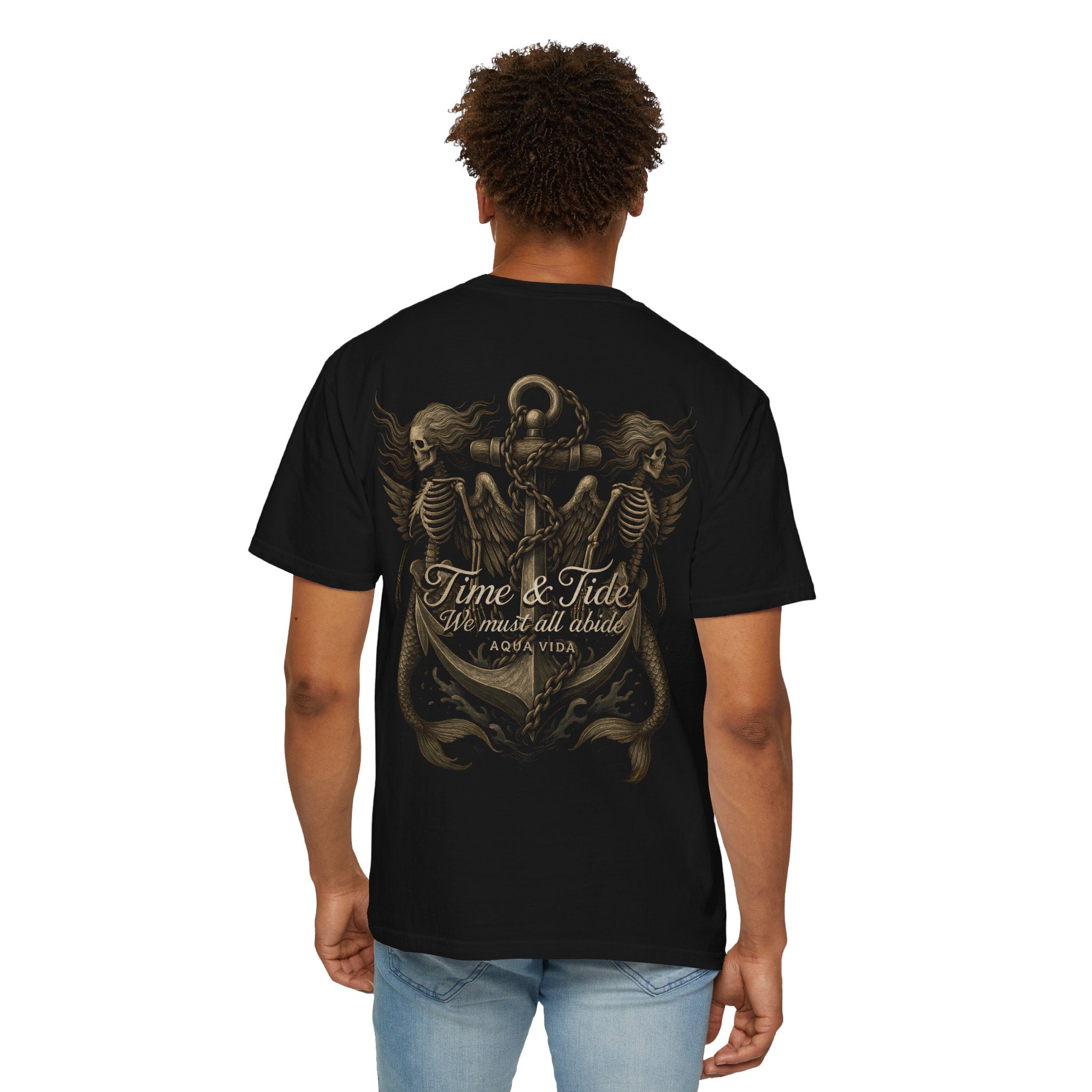 TIME & TIDE Anchor Mermaids Mens AQUA VIDA Short Sleeve Tee