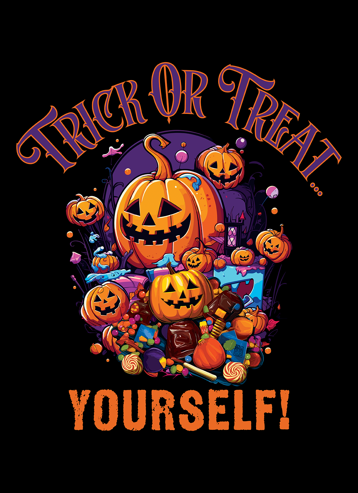Treat Yourself! Juniors Womens Halloween Graphic Tee